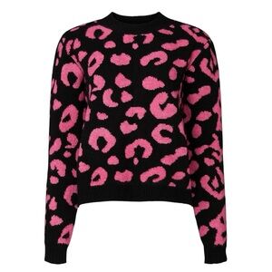 Line & Dot Black Civet Pink Leopard Sweater